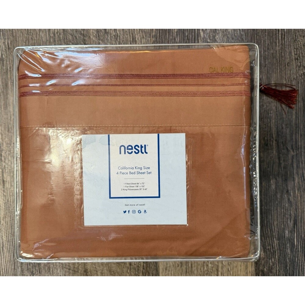 Nestl California King Sheet Set 4 Piece Deep Pocket Rust Sienna NWT Sealed